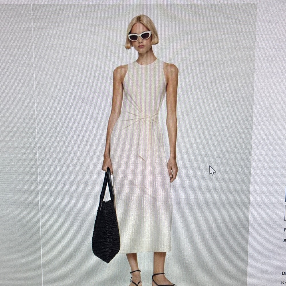 Mango Sleeveless Tie-Waist Maxi Dress - Ecru